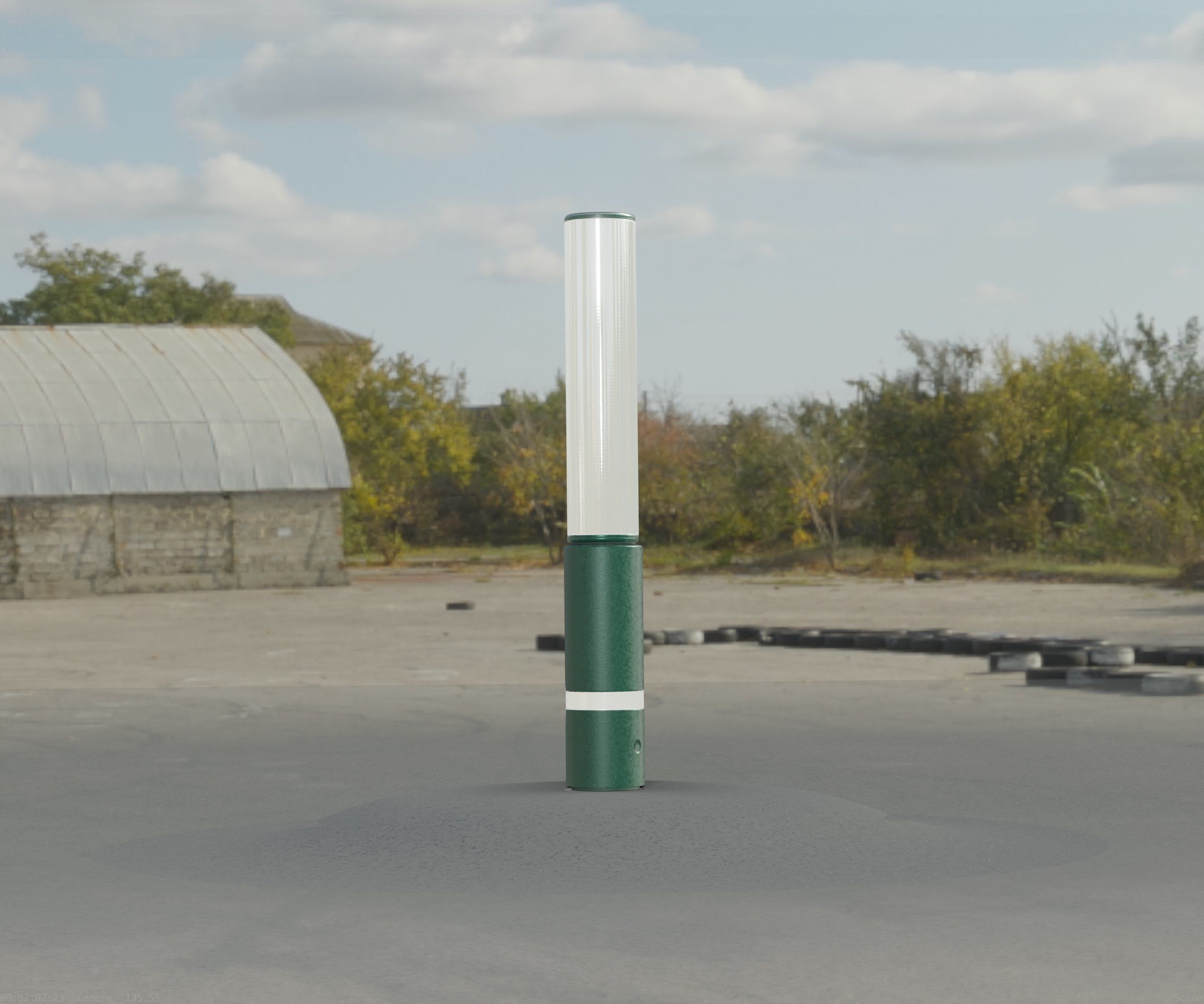 Low-Poly Moss Green Light Column 30 - Street Light Set-9 Low-poly 3D model_51