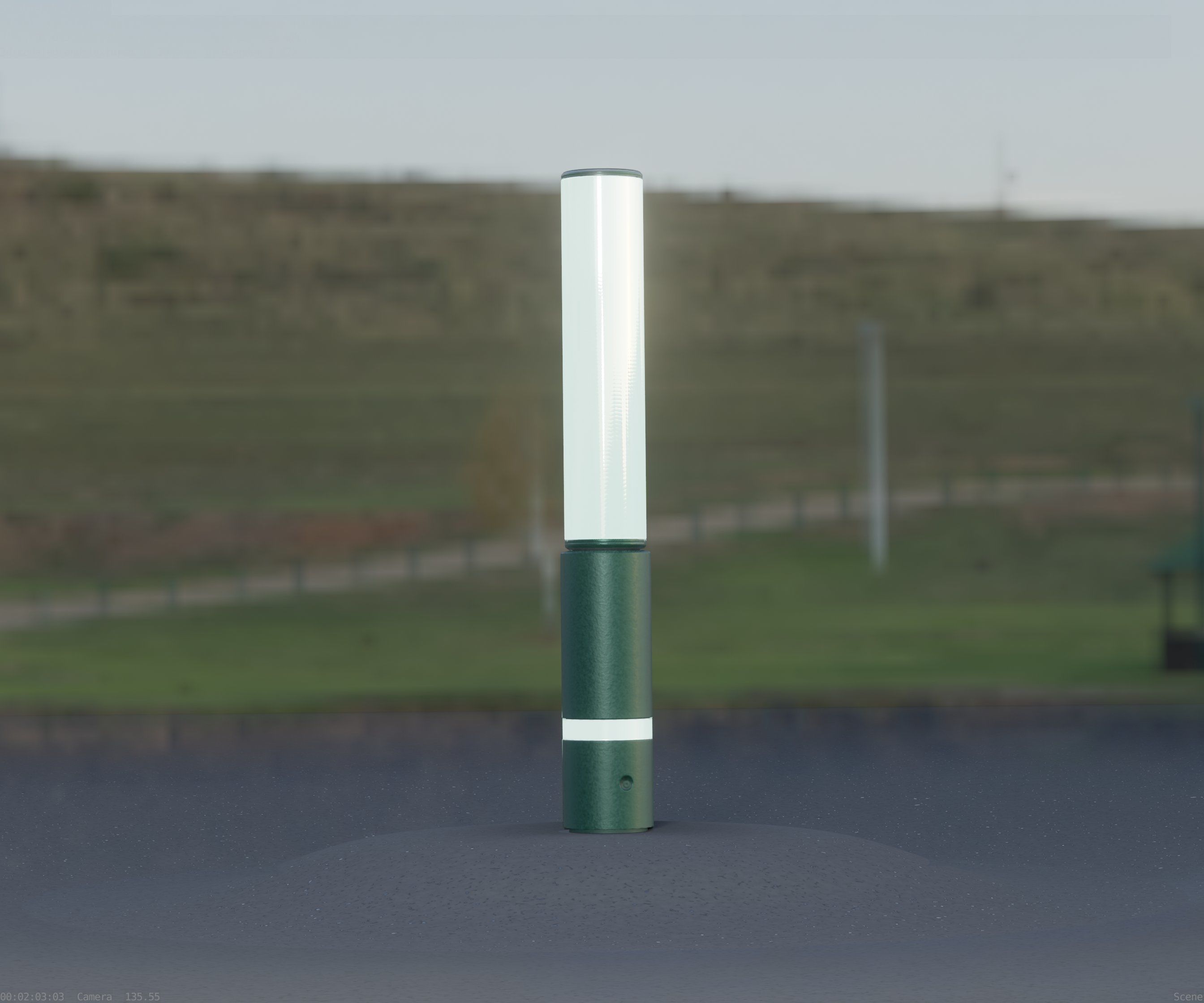 Low-Poly Moss Green Light Column 30 - Street Light Set-9 Low-poly 3D model_55