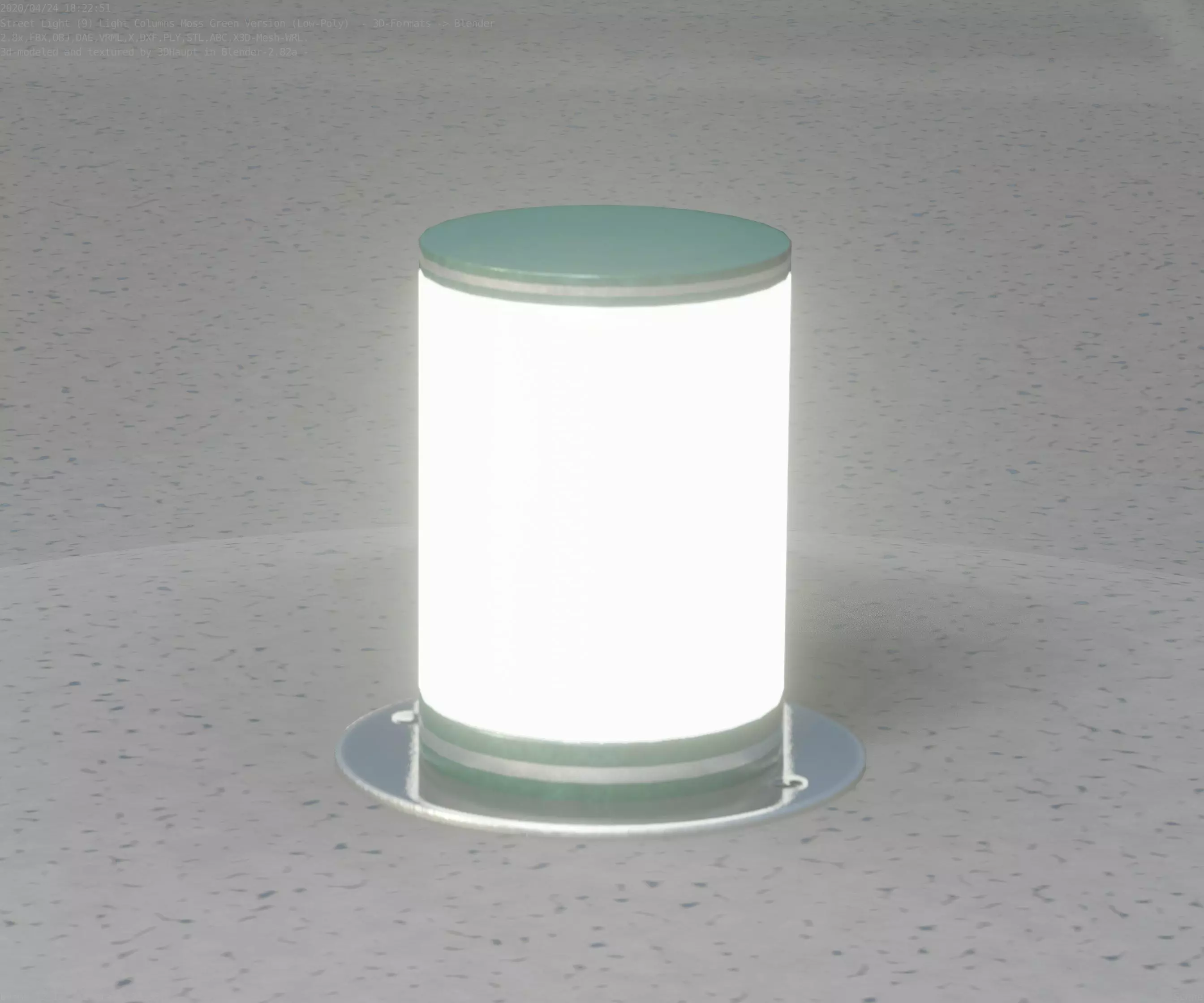 Low-Poly Moss Green Light Column 4 - Street Light Set-9 Low-poly 3D model