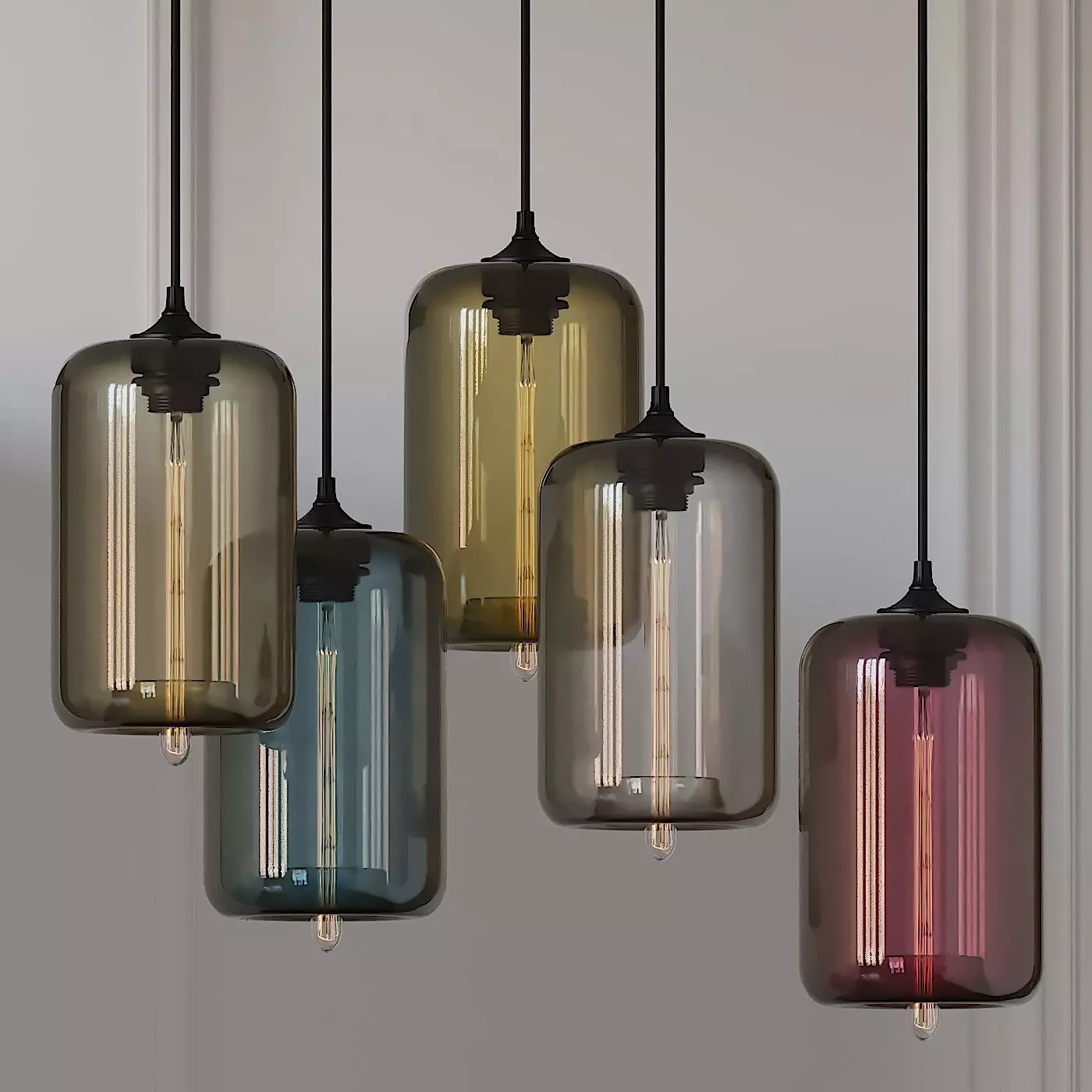 Pod Pendant Lamp Designed by Jeremy Pyles for Niche 5 Colors 3D model_0