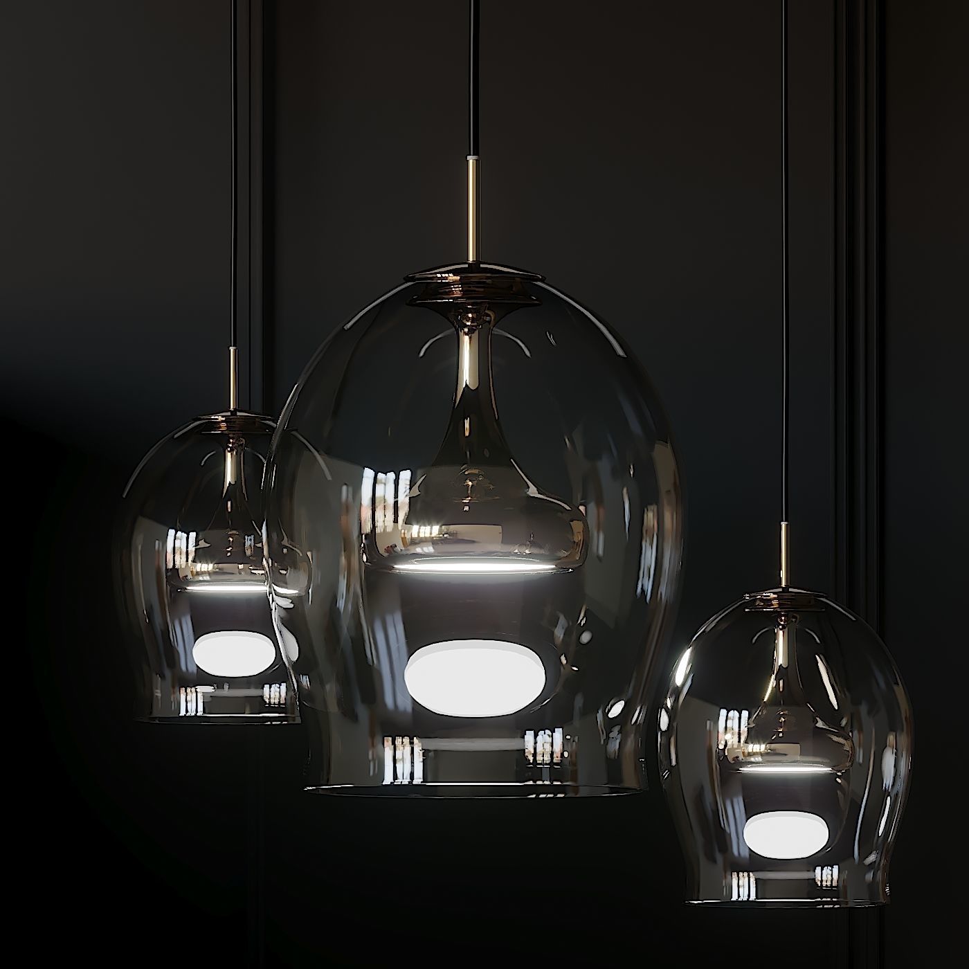 Moai 1-light Single Bell Pendant Lamp 3D model_1