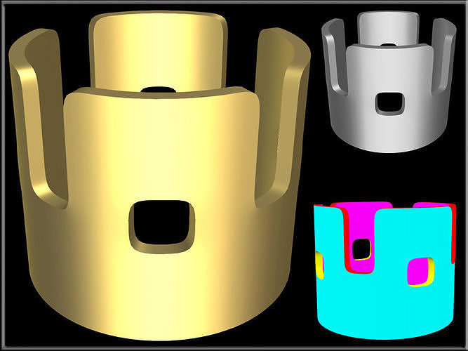 Simple Hollow Crown Square Low-poly 3D model