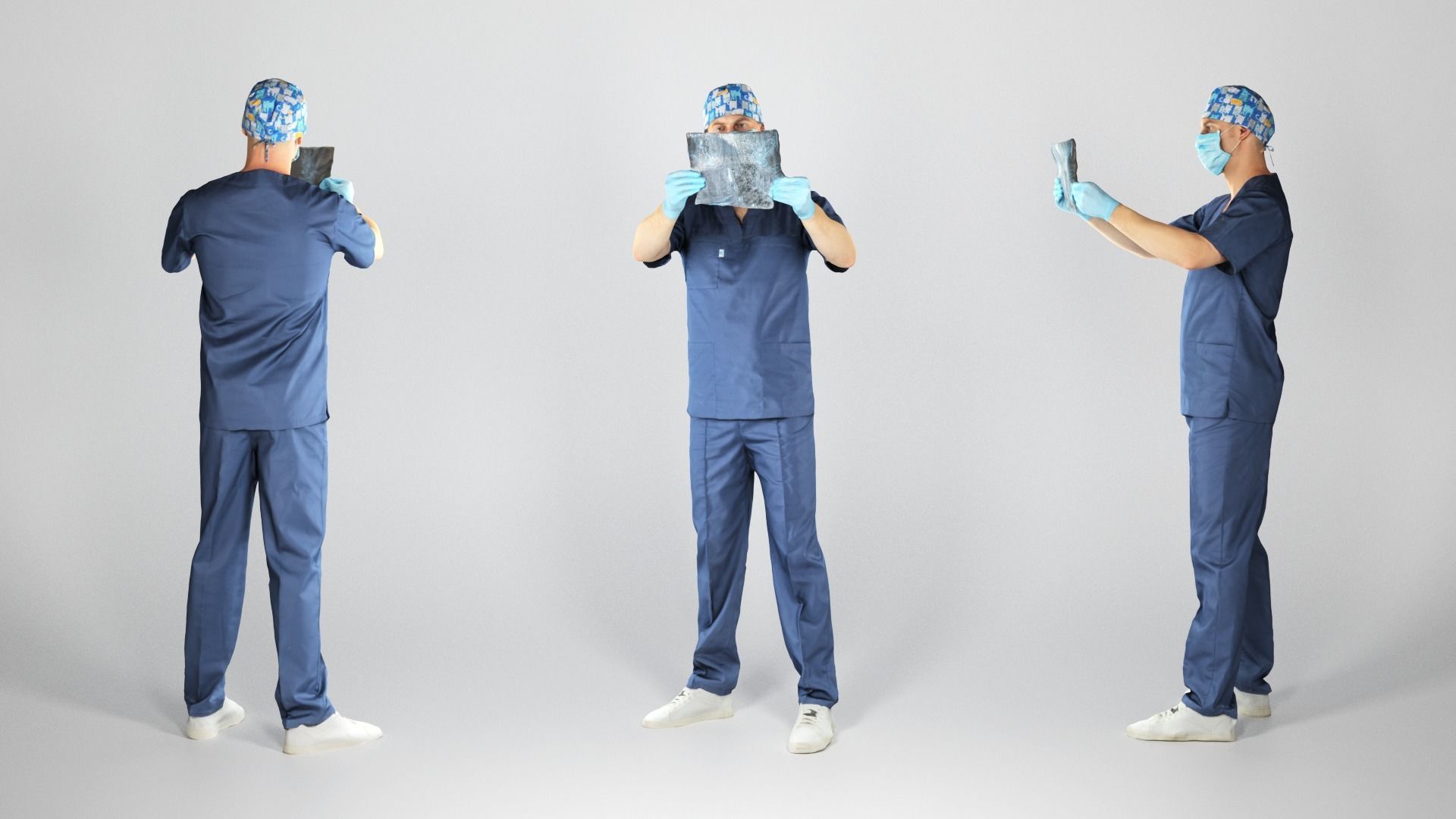 Surgeon male is inspecting x-ray 111 Low-poly 3D model_2