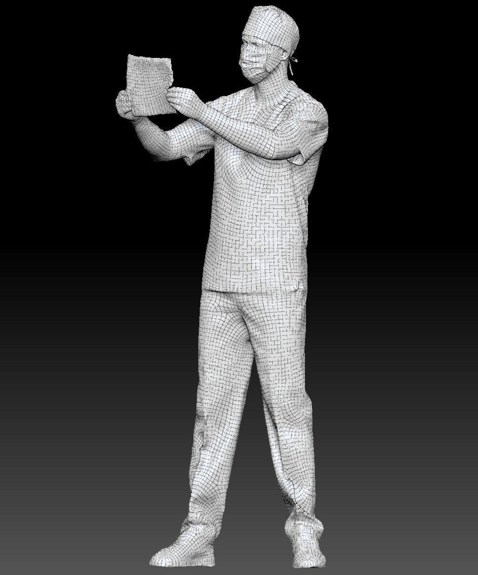 Surgeon male is inspecting x-ray 111 Low-poly 3D model_7
