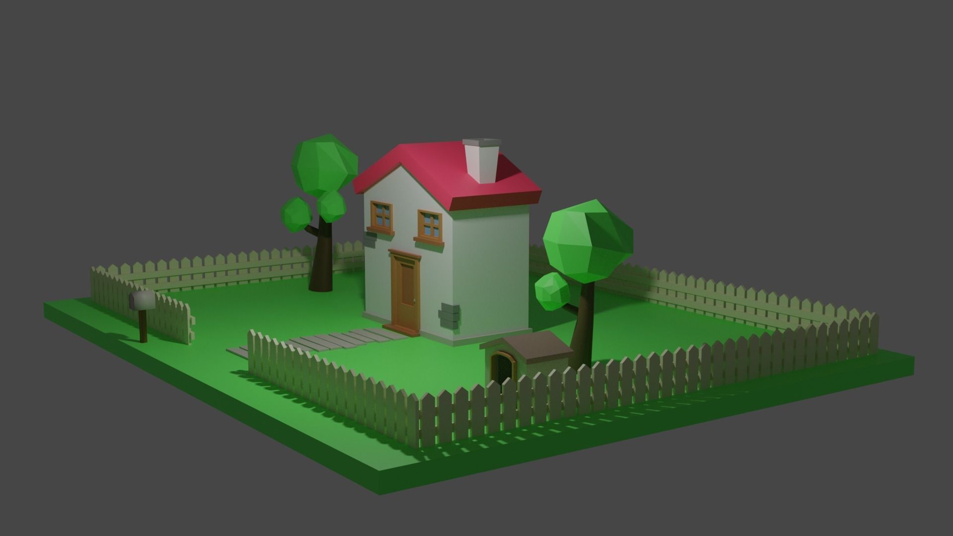 Isometric Home Low-poly 3D model_4