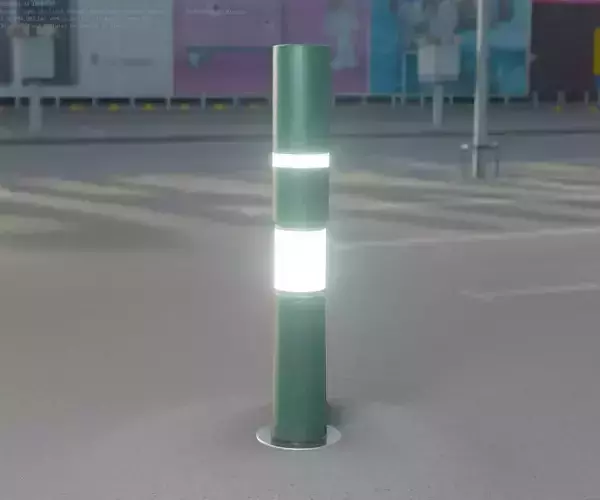 Low-Poly Moss Green Light Column 8 - Street Light Set-9