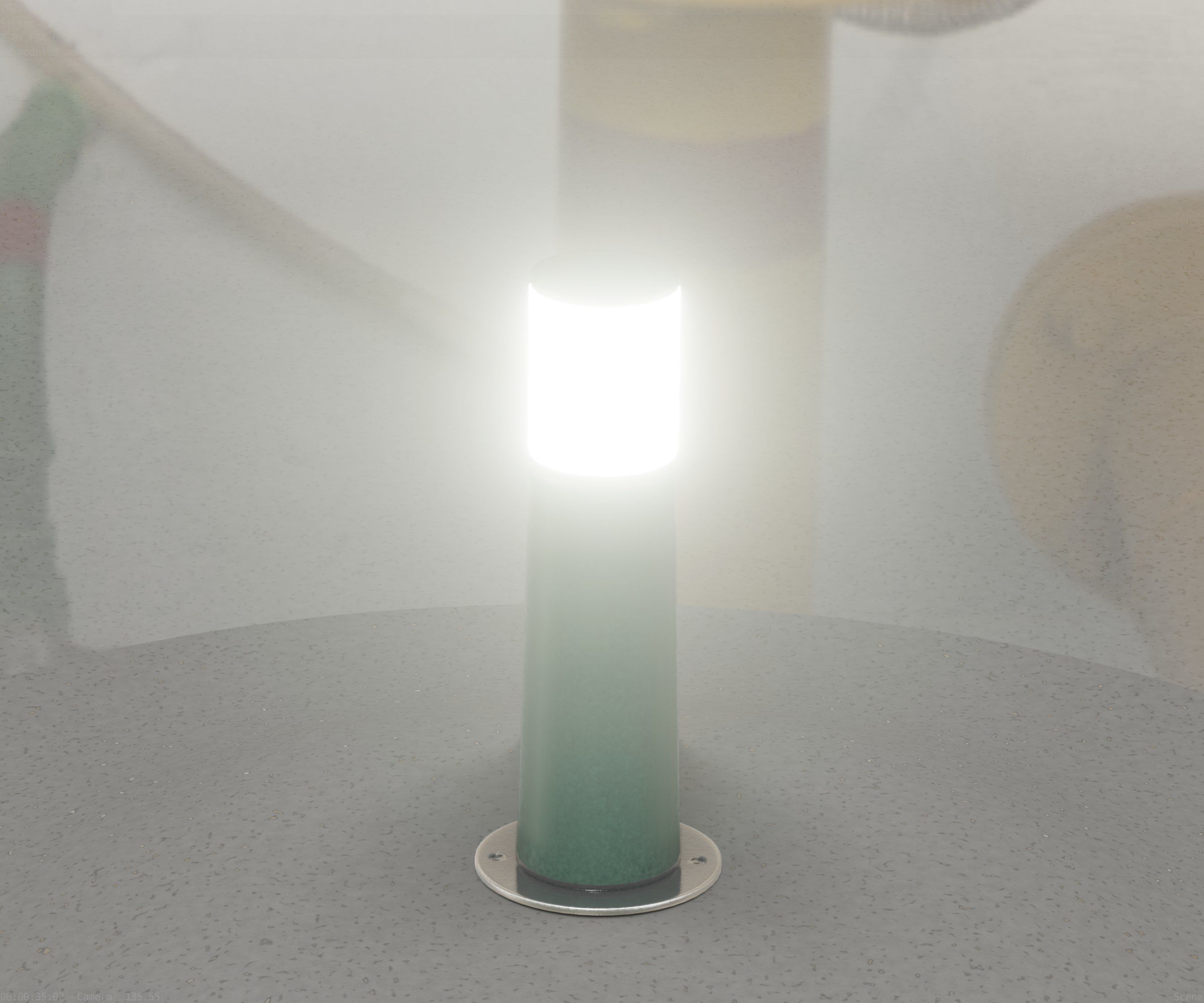 Low-Poly Moss Green Light Column 9 - Street Light Set-9 Low-poly 3D model_42