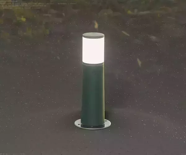 Low-Poly Moss Green Light Column 9 - Street Light Set-9 Low-poly 3D model