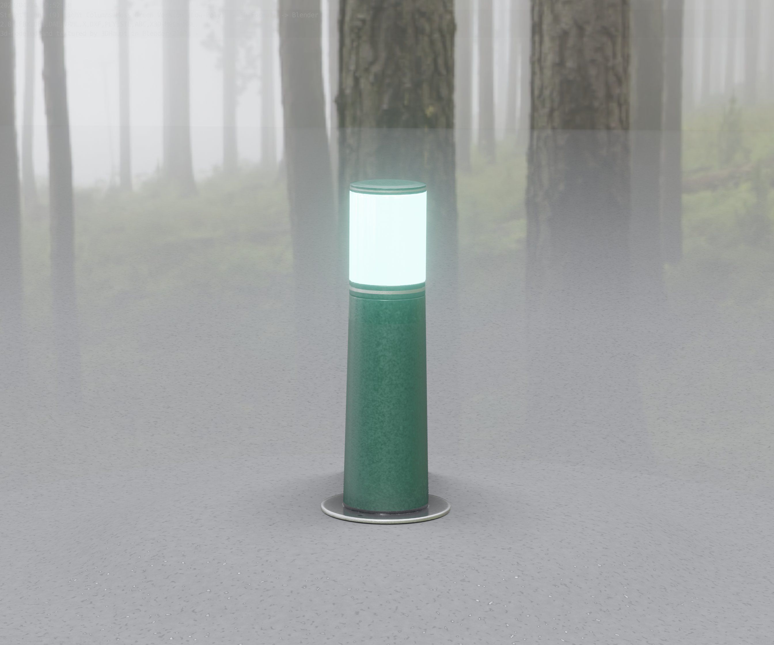 Low-Poly Moss Green Light Column 9 - Street Light Set-9 Low-poly 3D model_62