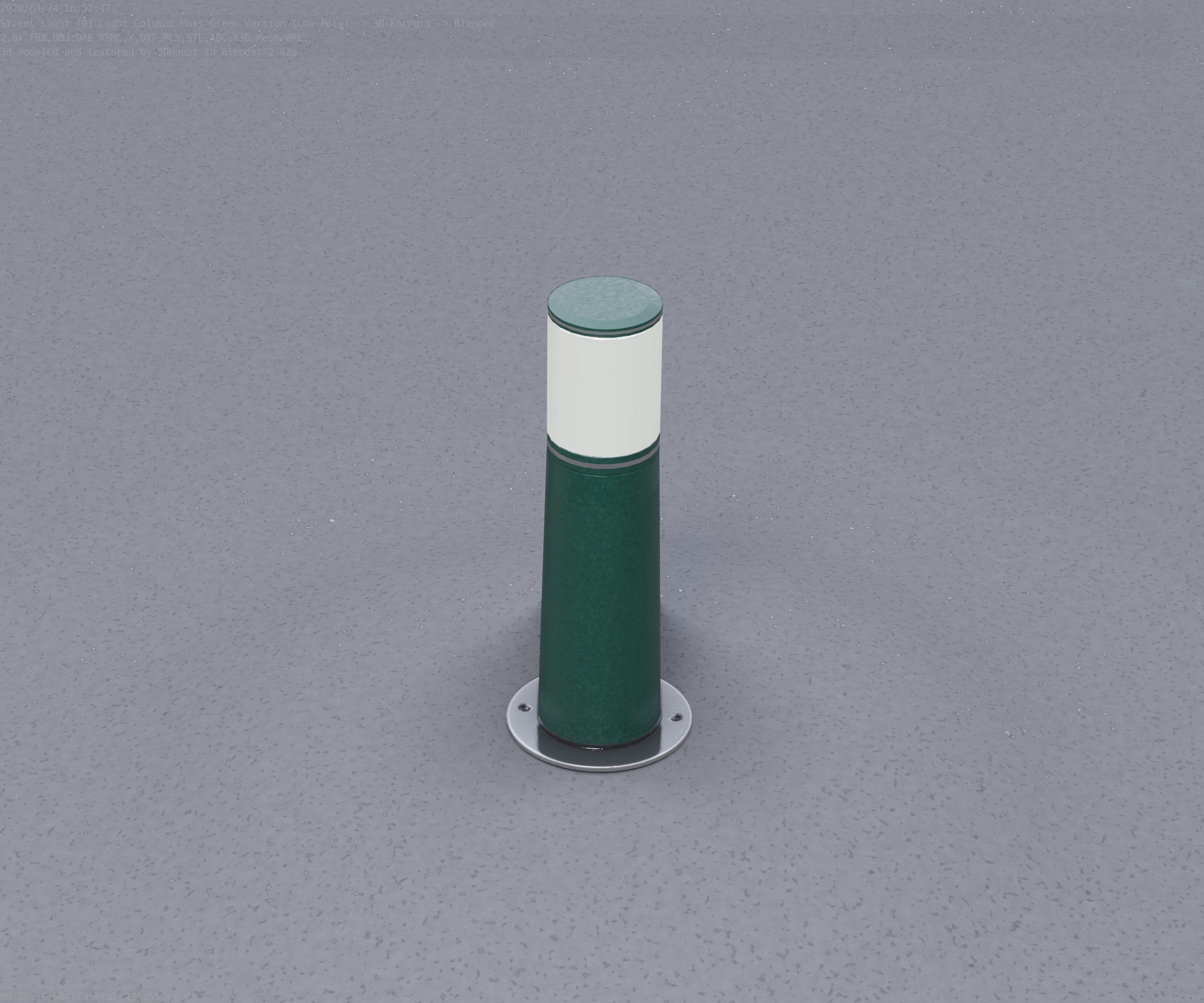 Low-Poly Moss Green Light Column 9 - Street Light Set-9 Low-poly 3D model_72