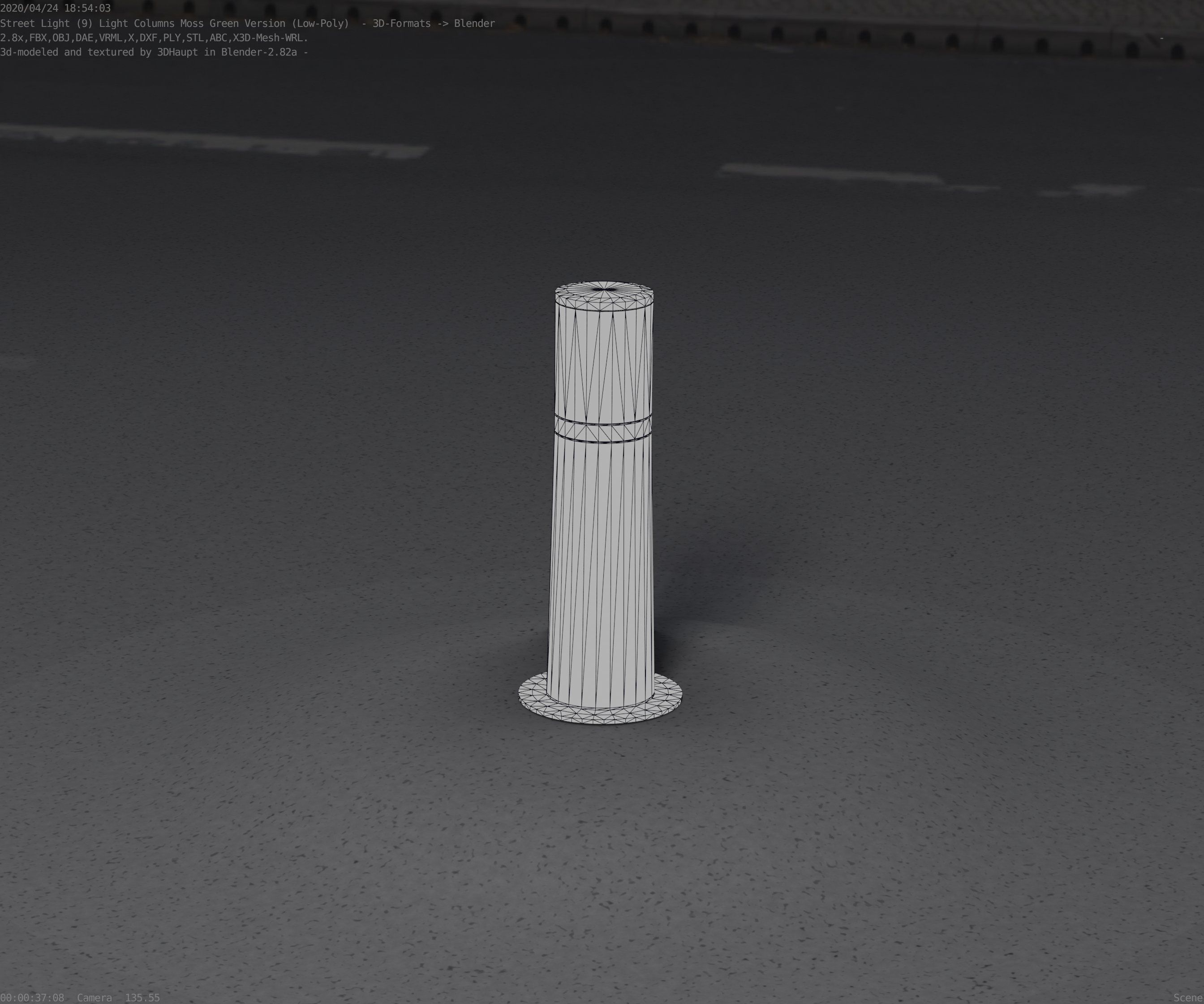 Low-Poly Moss Green Light Column 9 - Street Light Set-9 Low-poly 3D model_96