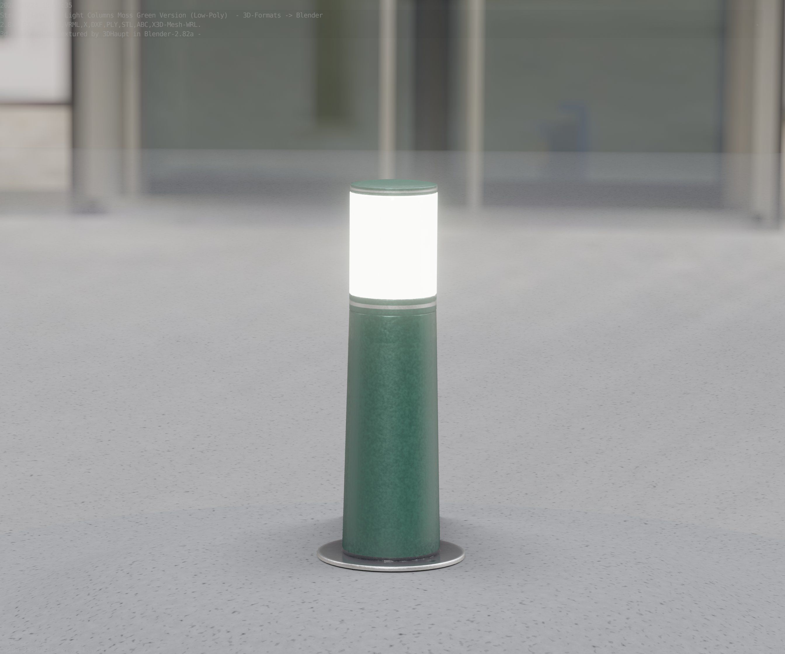 Low-Poly Moss Green Light Column 9 - Street Light Set-9 Low-poly 3D model_50