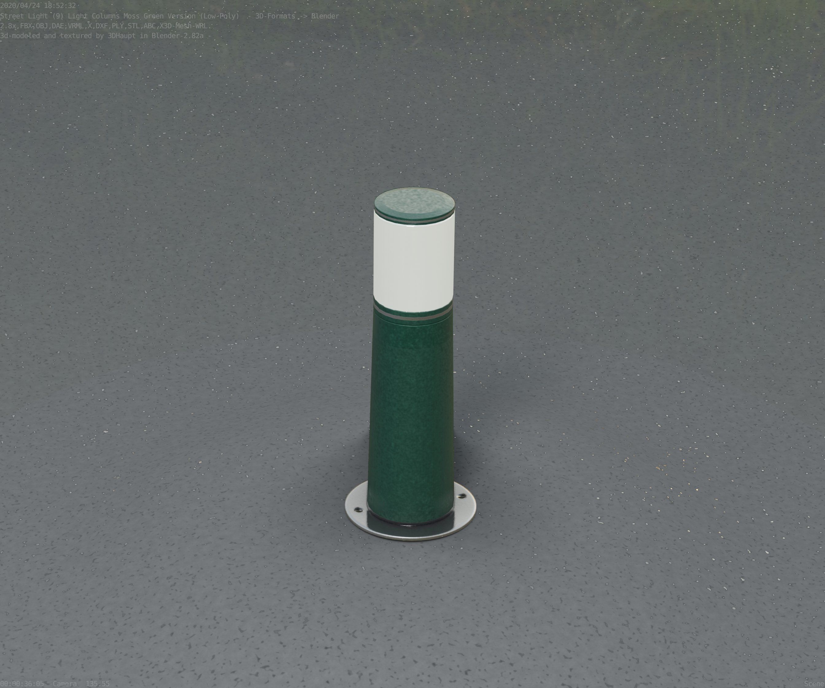 Low-Poly Moss Green Light Column 9 - Street Light Set-9 Low-poly 3D model_69