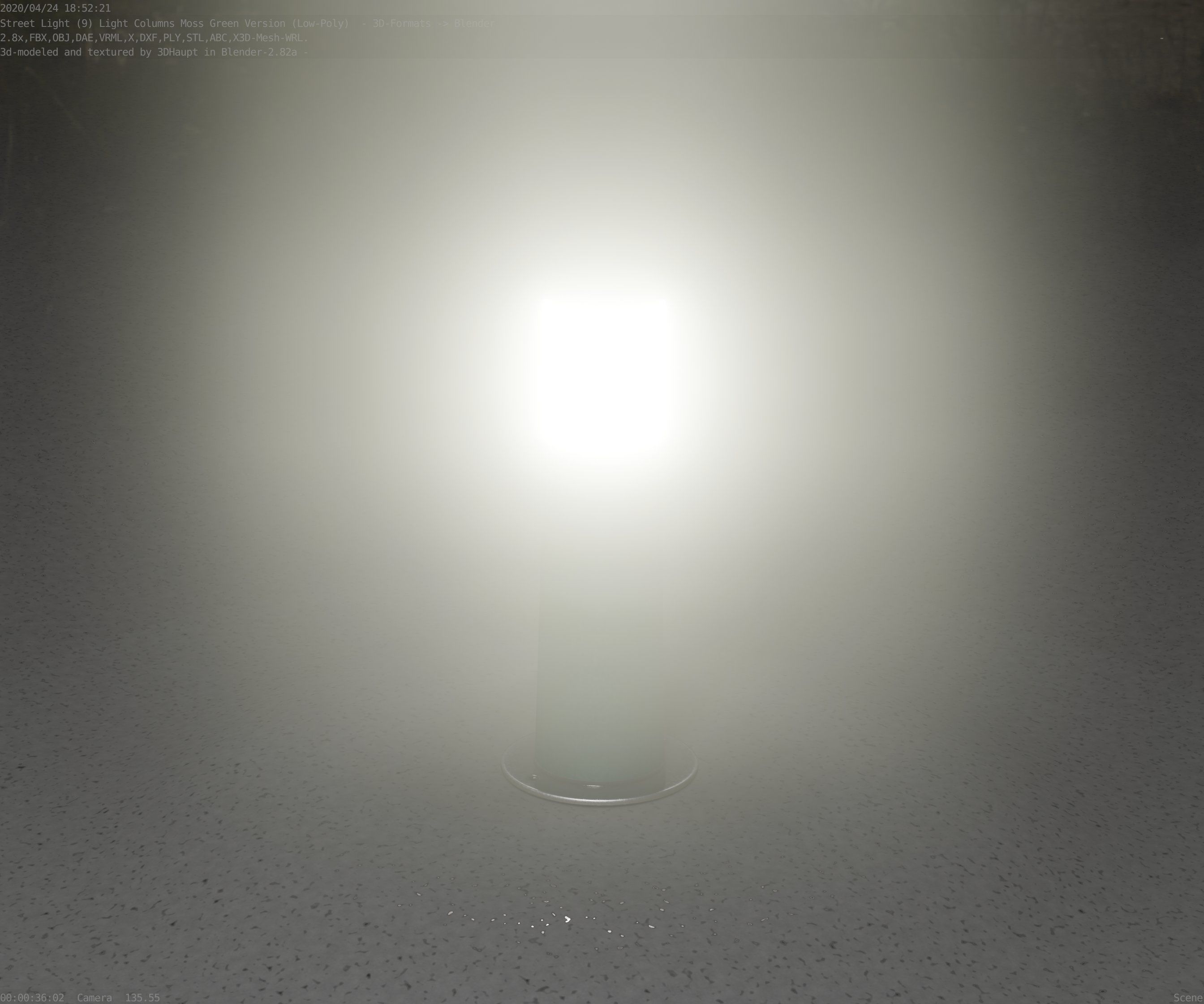 Low-Poly Moss Green Light Column 9 - Street Light Set-9 Low-poly 3D model_66
