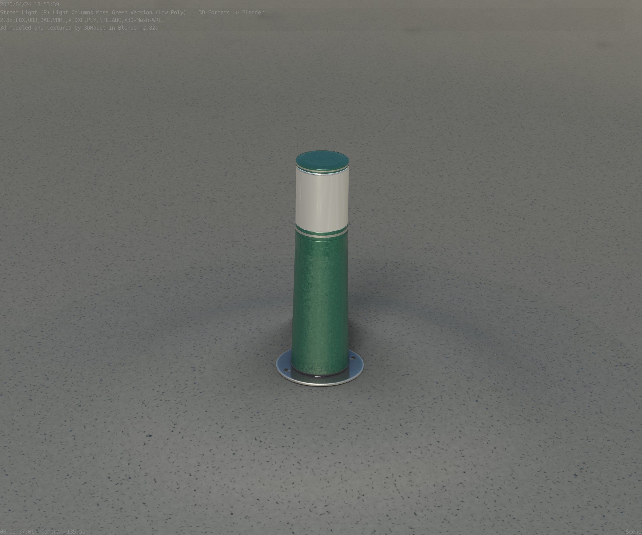Low-Poly Moss Green Light Column 9 - Street Light Set-9 Low-poly 3D model_89