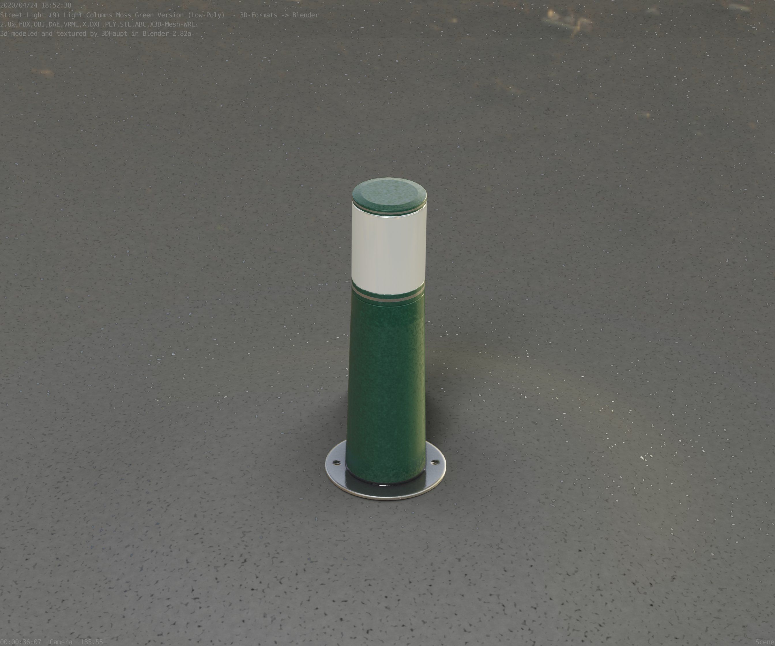Low-Poly Moss Green Light Column 9 - Street Light Set-9 Low-poly 3D model_71