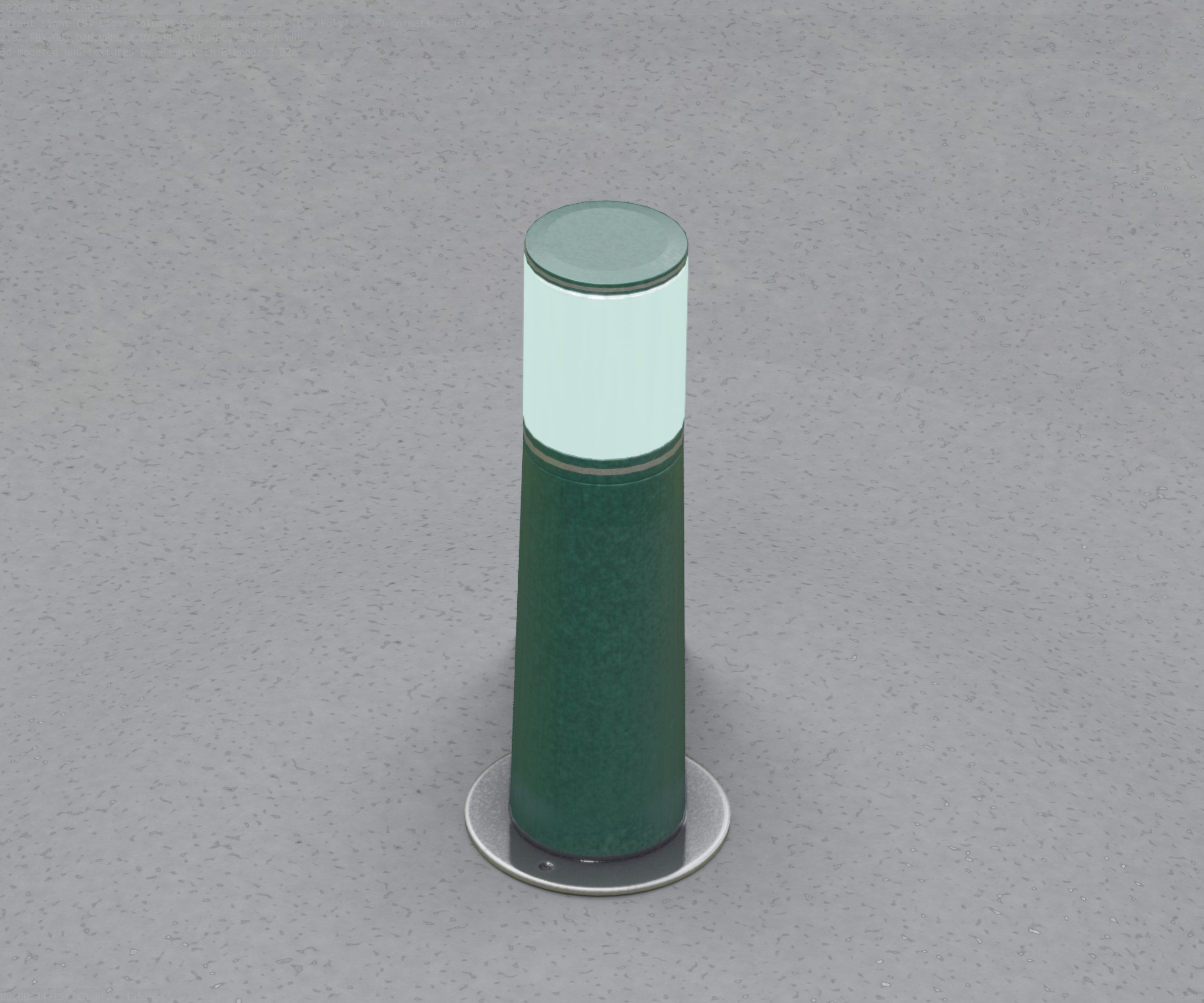 Low-Poly Moss Green Light Column 9 - Street Light Set-9 Low-poly 3D model_31