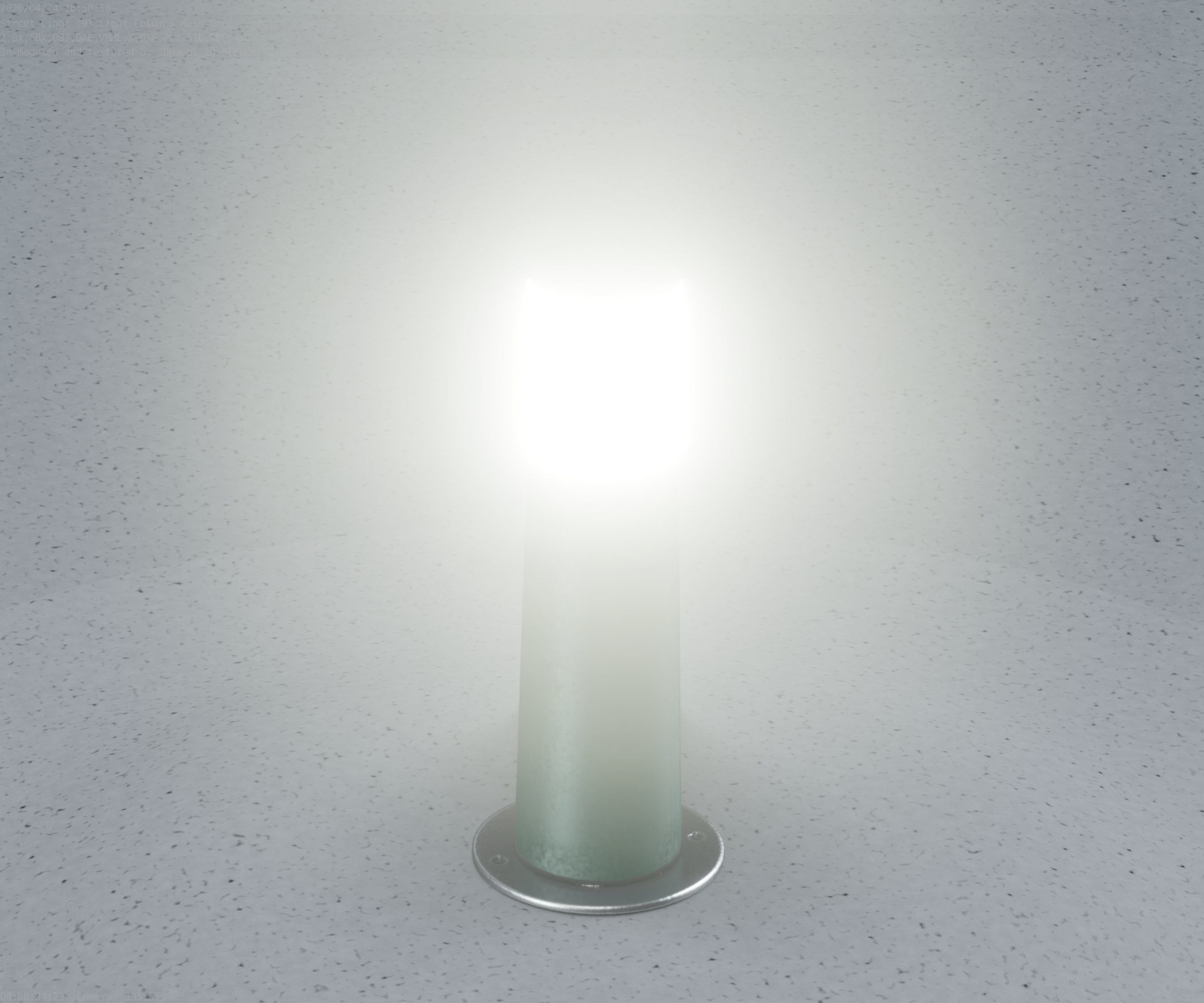 Low-Poly Moss Green Light Column 9 - Street Light Set-9 Low-poly 3D model_39