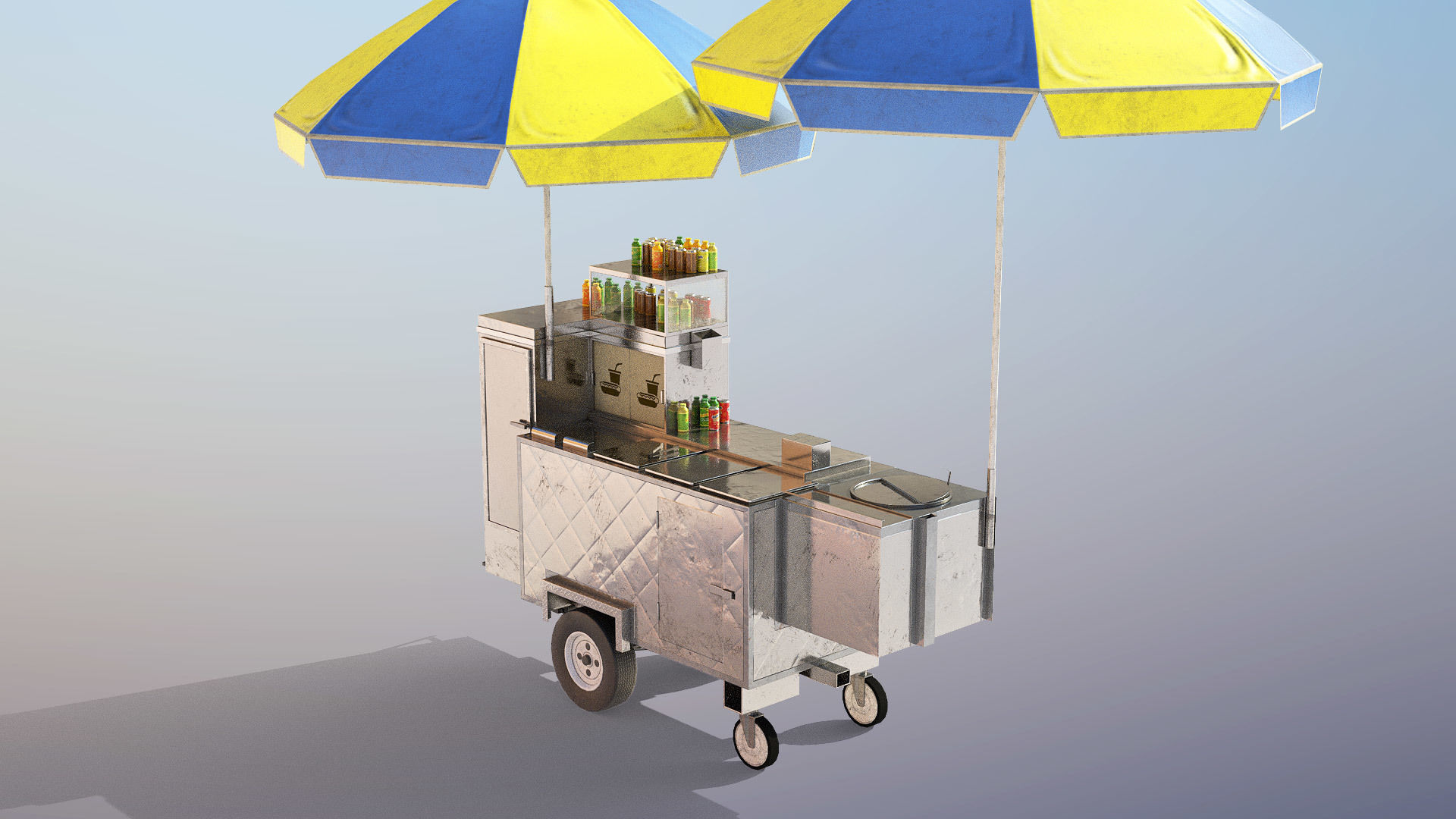 Hot-Dog Cart - PBR Low-poly 3D model_4