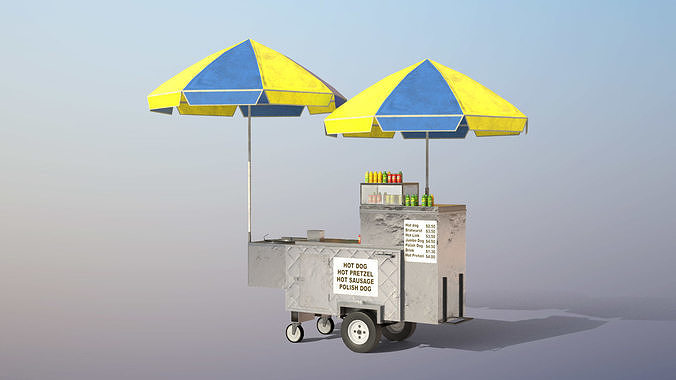 Hot-Dog Cart - PBR Low-poly 3D model