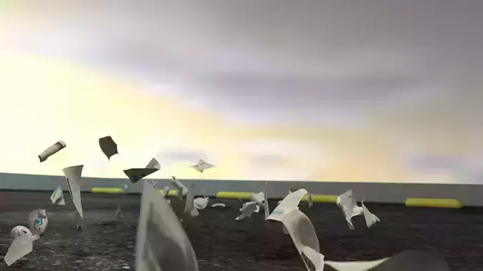 Animated and baked paper debris Low-poly 3D model