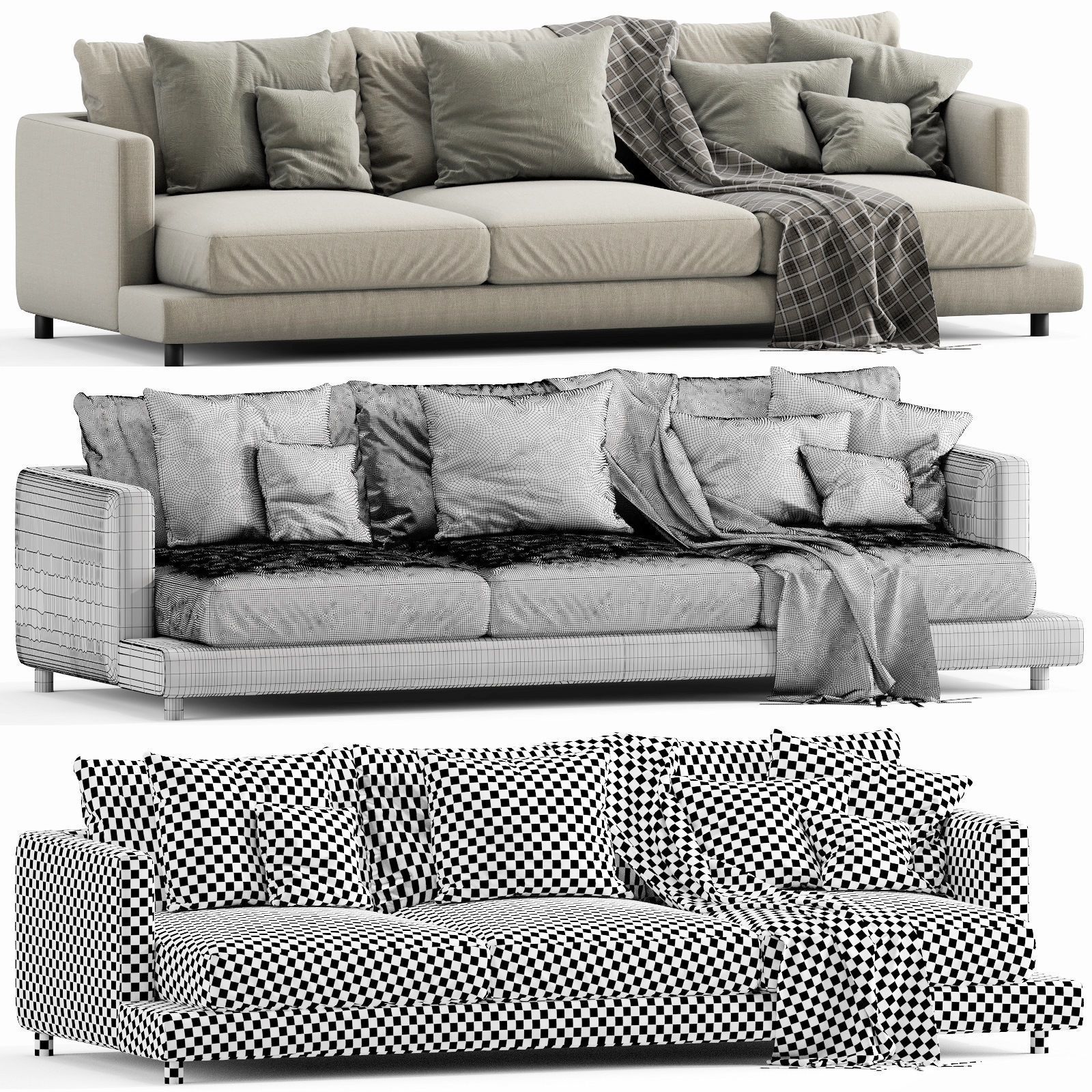 Flexform Long Island 3 Seater 3D model_5