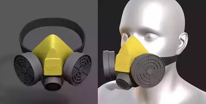Gas mask isolated protection scifi futuristic Low-poly 3D model
