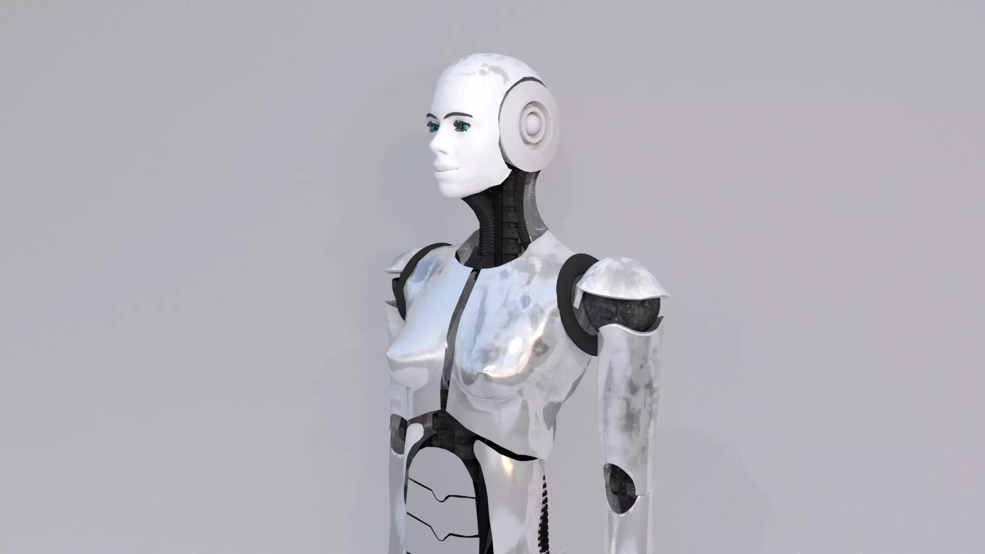 female character robot 3D model_0