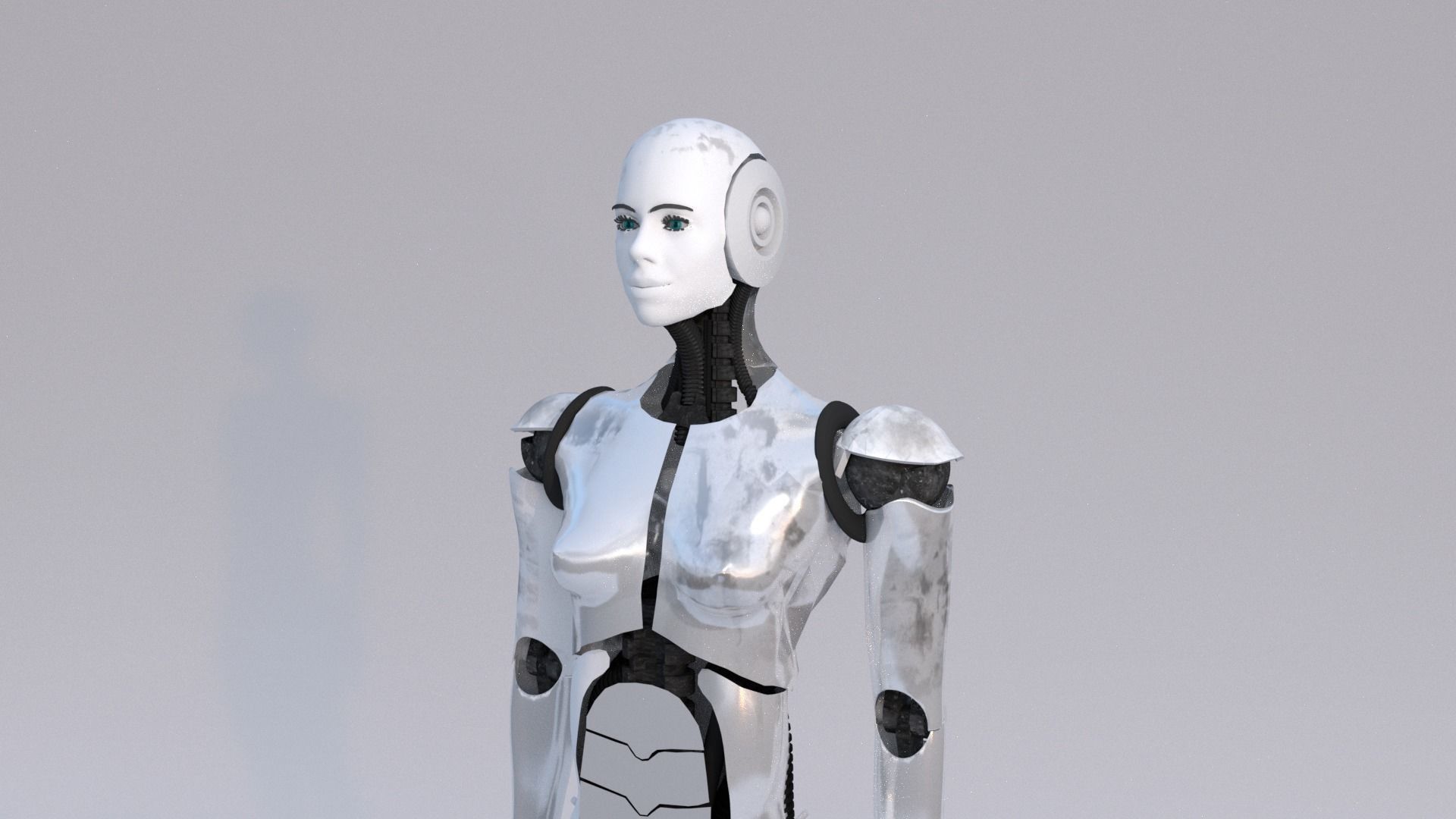 female character robot 3D model_1