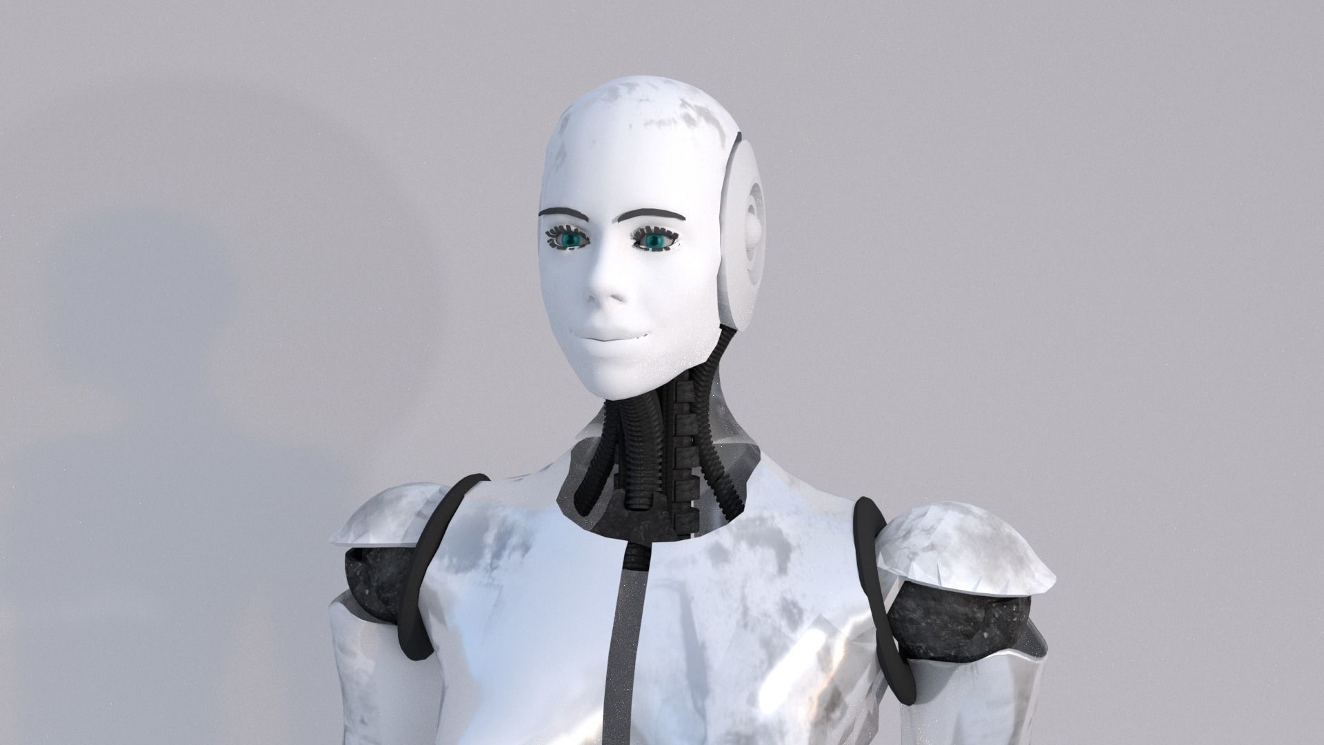 female character robot 3D model_3