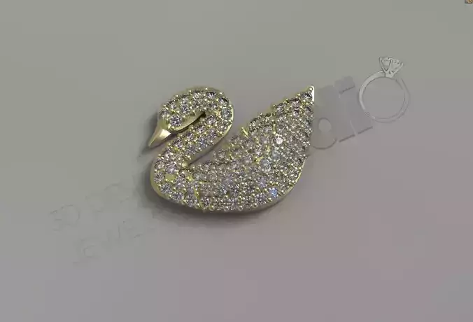 swan full gem design pendant 3d model