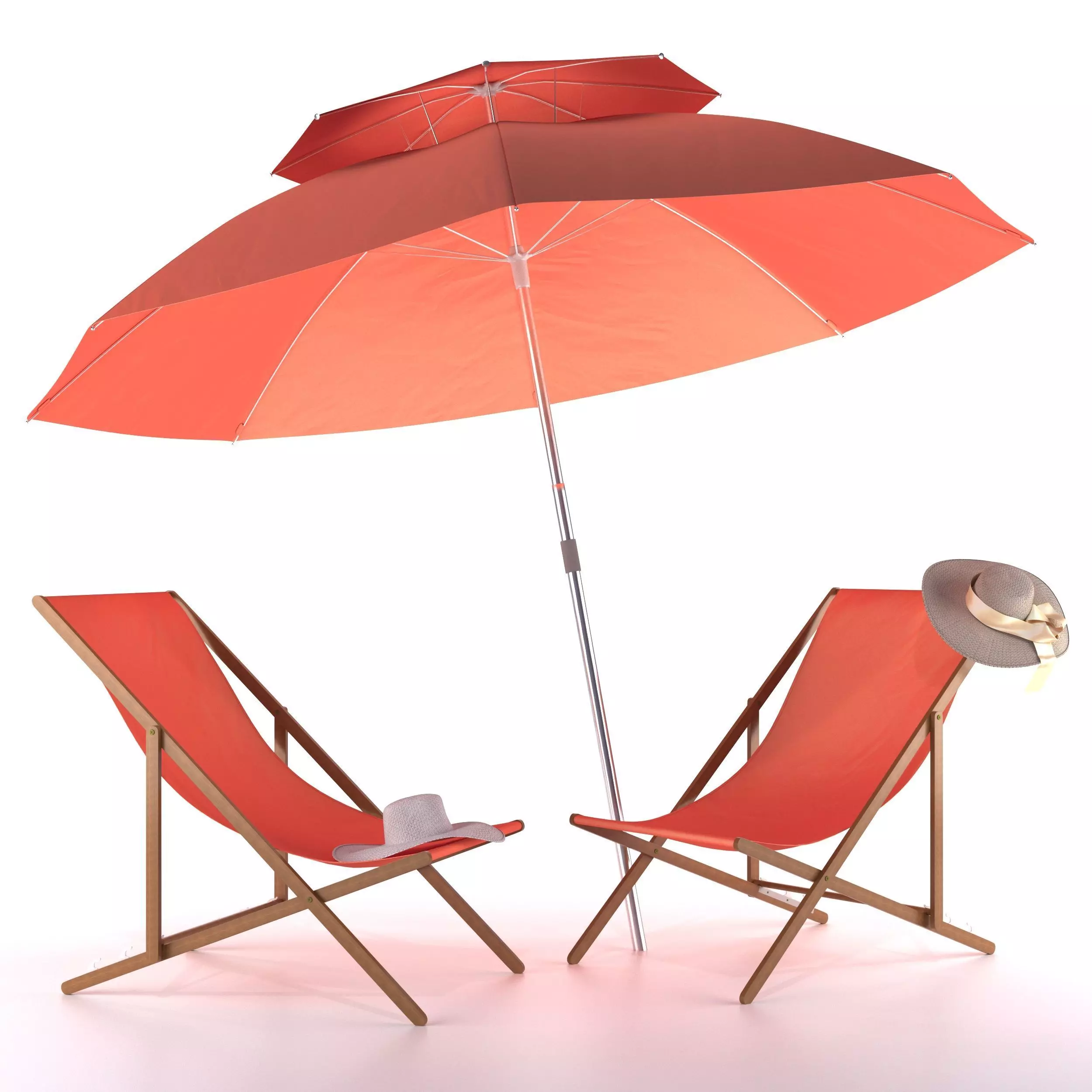 beach umbrella set 3D model