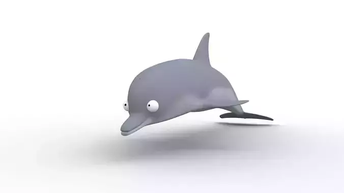 Cartoon Dolphin - Rigged Low-poly 3D model