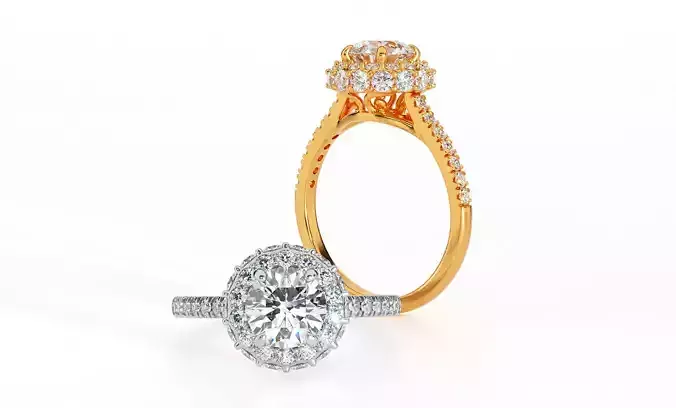 gold engagement ring halo with 1ct diamond