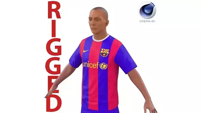 Soccer Player Barcelona Rigged 2 for Cinema 4D