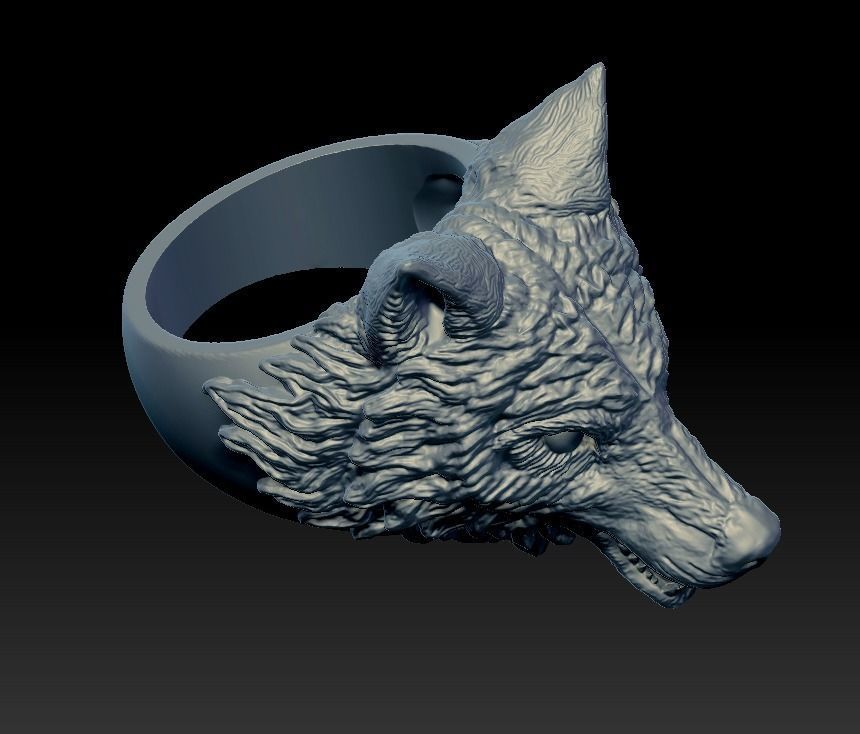 Wolf head ring 3D model  3D print model_2