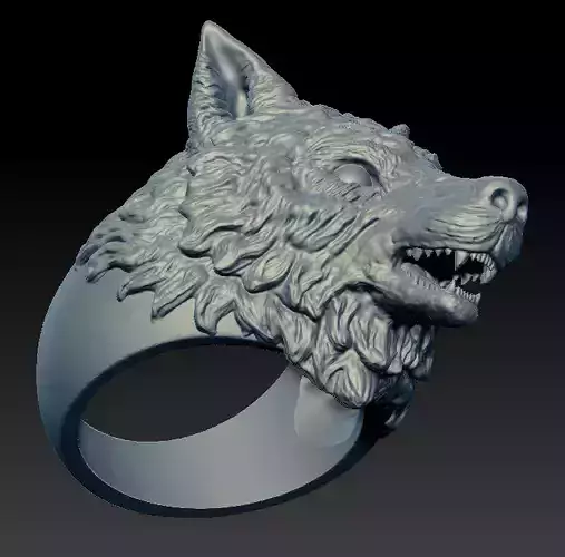 Wolf head ring 3D model 