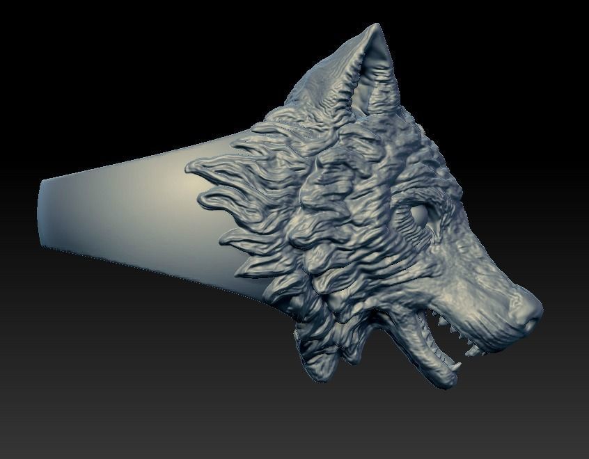 Wolf head ring 3D model  3D print model_1