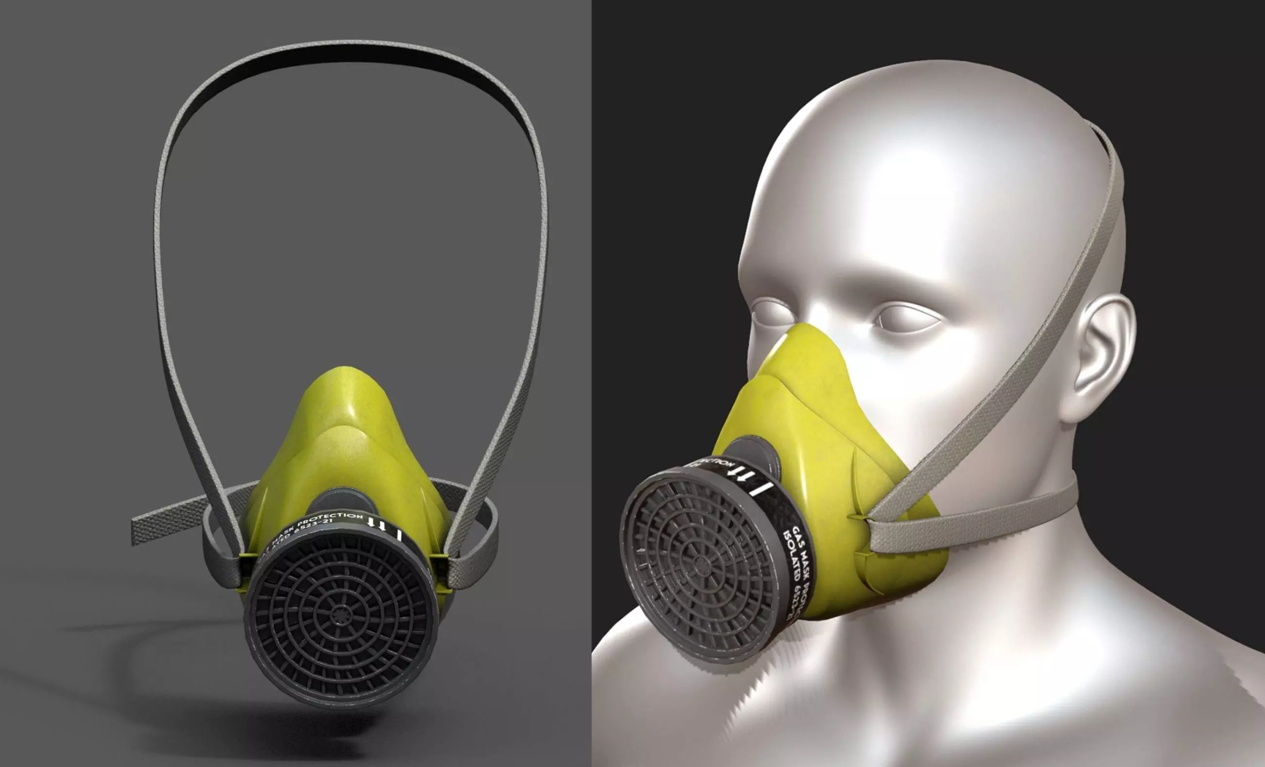 Gas mask respirator scifi military combat 3d futuristic Low-poly 3D model_0
