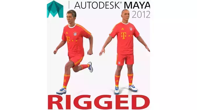 Soccer Player Bayern Rigged 2 for Maya