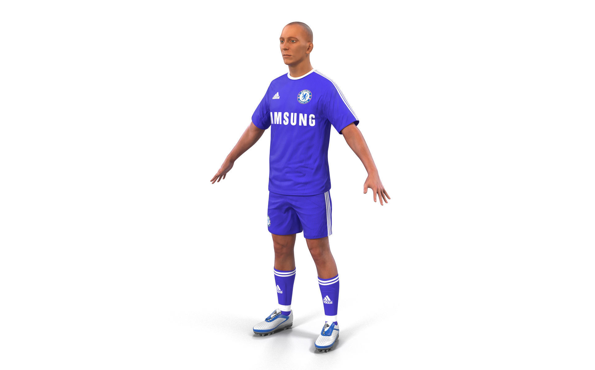 Soccer Player Chelsea Rigged 2 for Cinema 4D 3D model_11