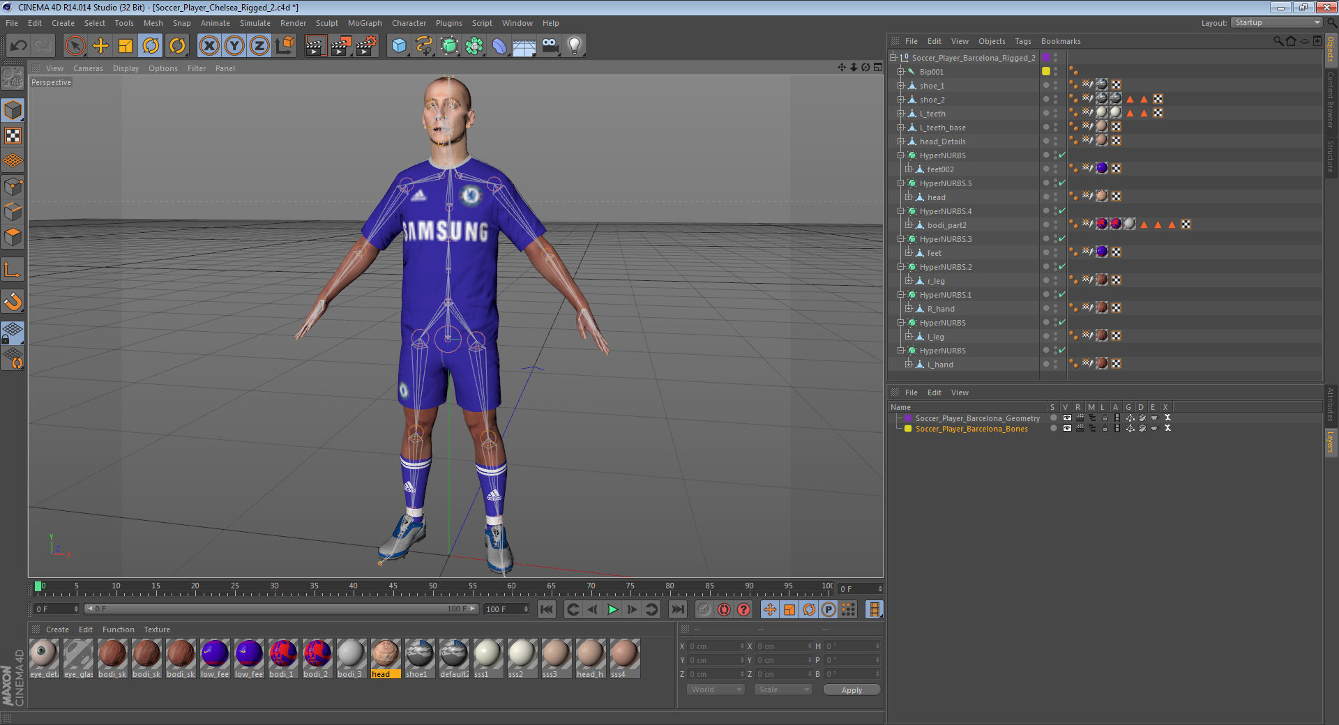 Soccer Player Chelsea Rigged 2 for Cinema 4D 3D model_28