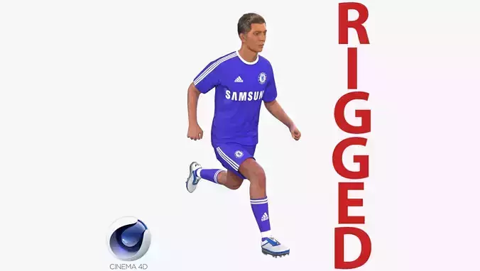 Soccer Player Chelsea Rigged 2 for Cinema 4D 3D model