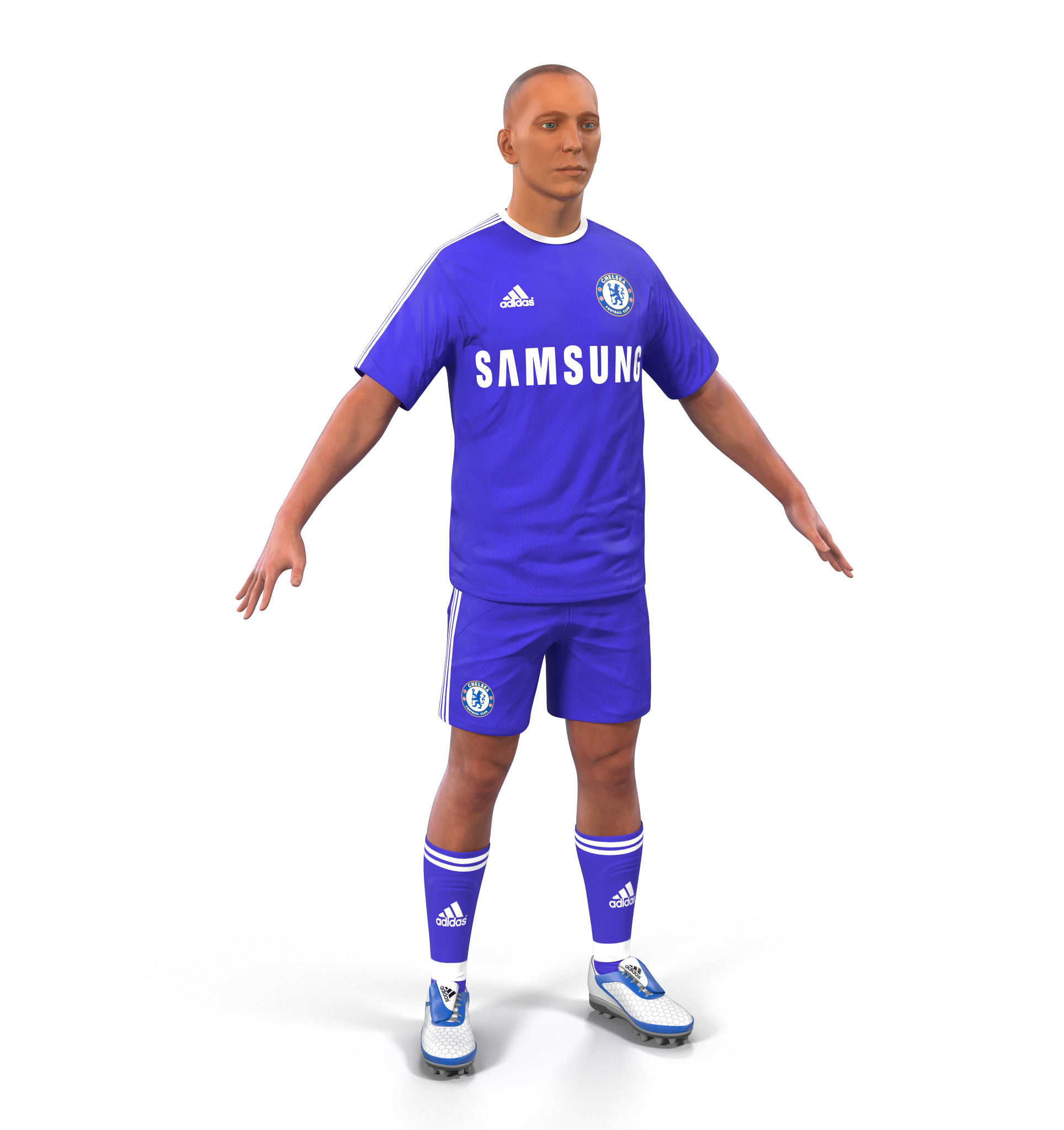 Soccer Player Chelsea Rigged 2 for Cinema 4D 3D model_5
