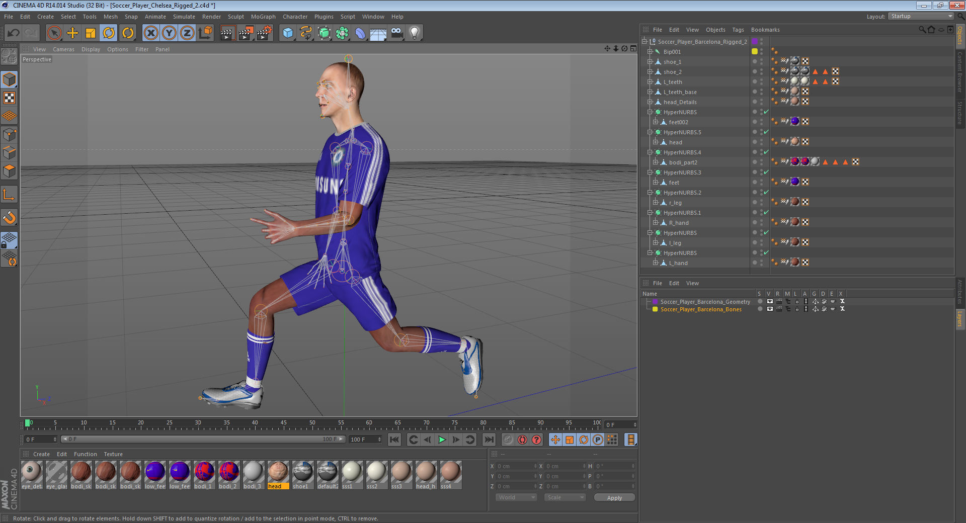 Soccer Player Chelsea Rigged 2 for Cinema 4D 3D model_29