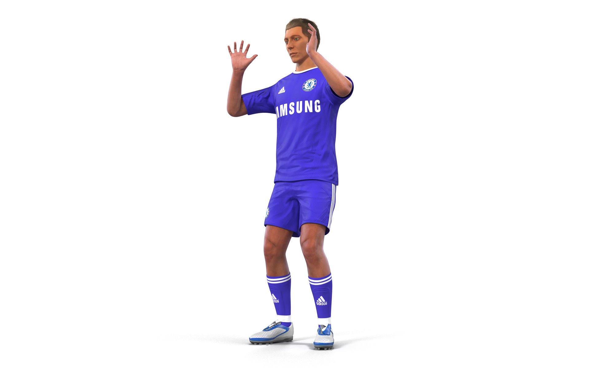 Soccer Player Chelsea Rigged 2 for Cinema 4D 3D model_3
