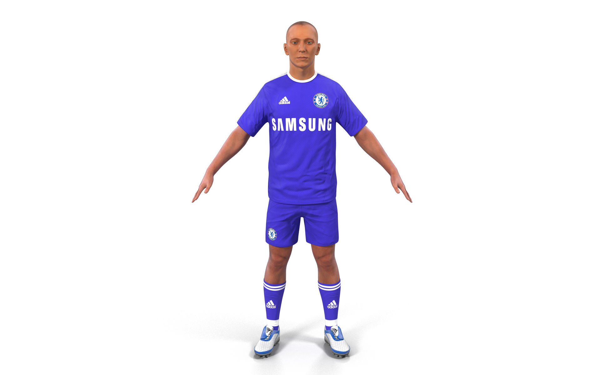 Soccer Player Chelsea Rigged 2 for Cinema 4D 3D model_6