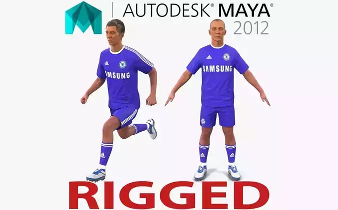 Soccer Player Chelsea Rigged 2 for Maya 3D model