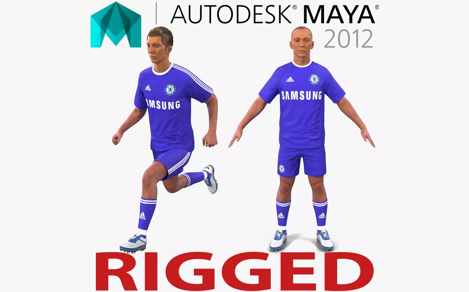 Soccer Player Chelsea Rigged 2 for Maya 3D model_0