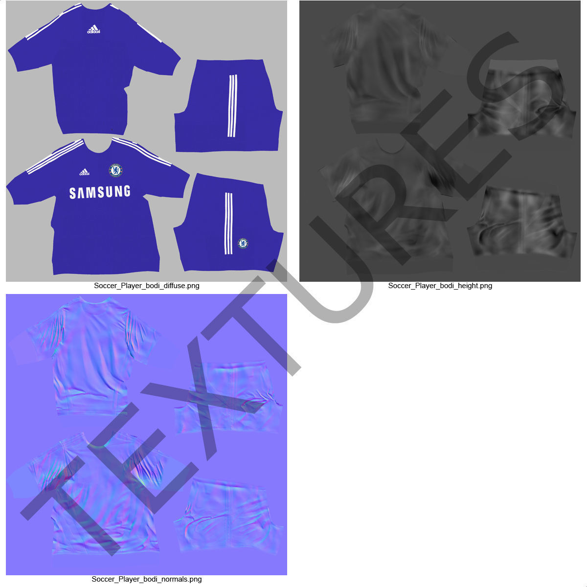 Soccer Player Chelsea Rigged 2 for Maya 3D model_36